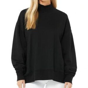 ALO Yoga Refresh Pullover Mock Neck Black Sz Small *good*